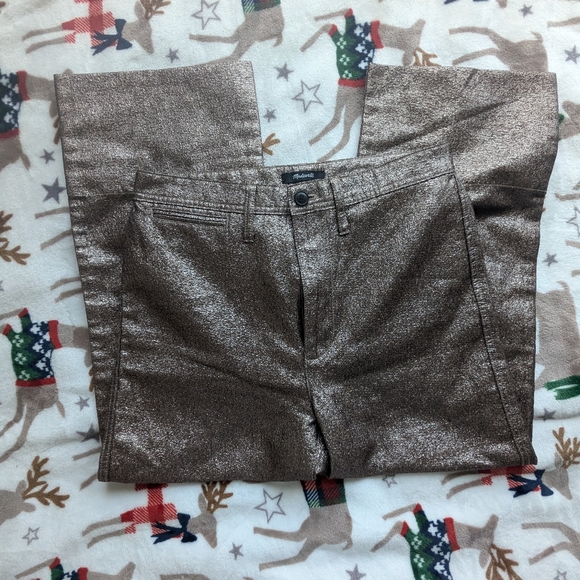Madewell Slim Emmett Wide-Leg Crop Pants in Metallic size 28 - Picture 2 of 5